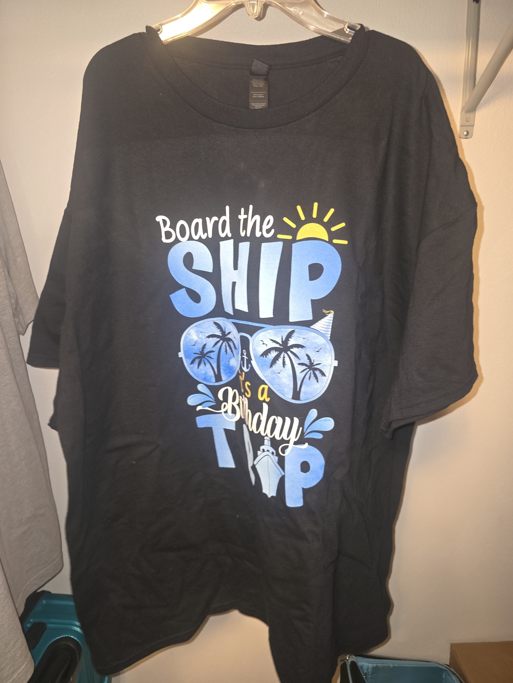 Women’s Black Graphic Tee - "Board the Ship" Birthday Trip